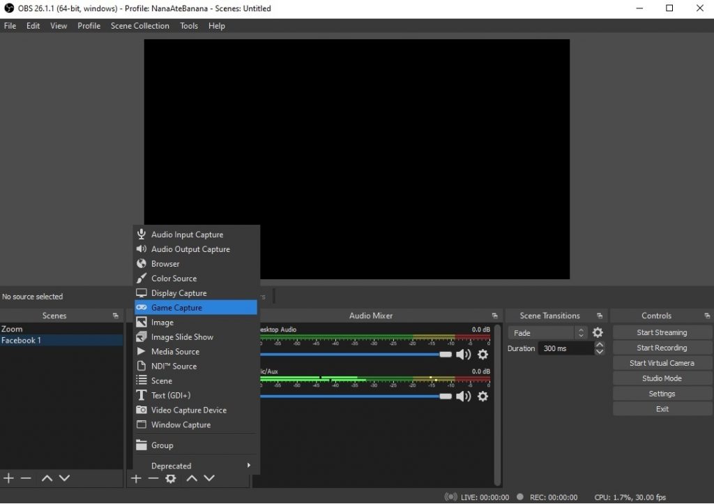 OBS Studio to Facebook Live
