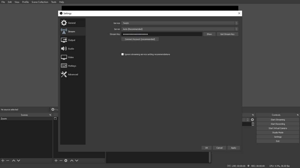 Live streaming using OBS Studio to Twitch