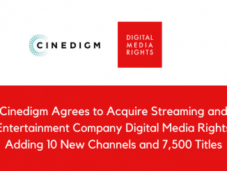 Cinedigm Agrees to Acquire Streaming and Entertainment Company Digital Media Rights Adding 10 New Channels and 7500 Titles